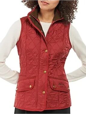 Eddie Bauer: Red Quilted Vest with Button Closure